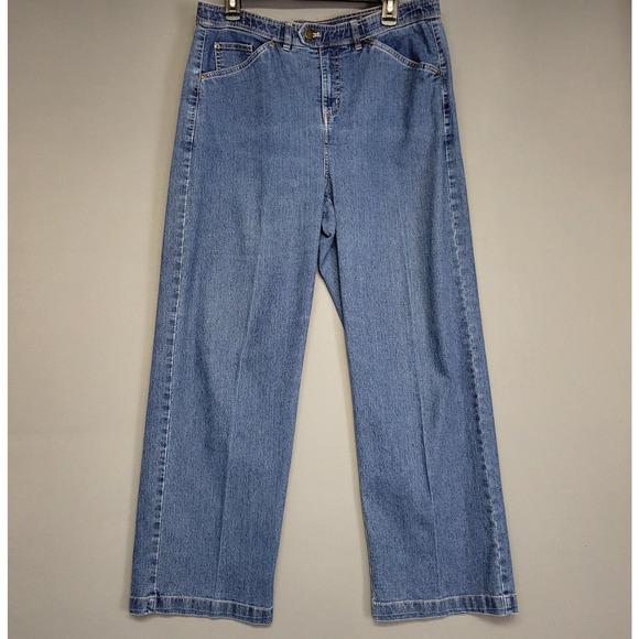 Erika Jeans Womens 14 Blue Denim Straight Leg Stretch High Rise Classic Pants - Picture 1 of 14